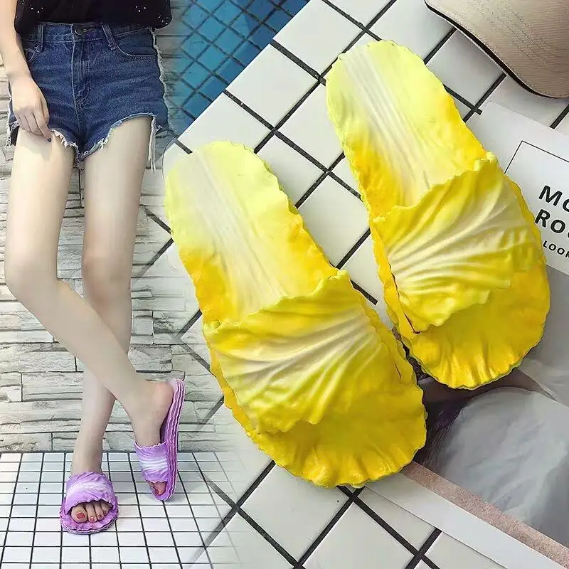 

A pair of slippers female indoor and outdoor wear-resistant creative cabbage cute soft bottom non-slip home slippers