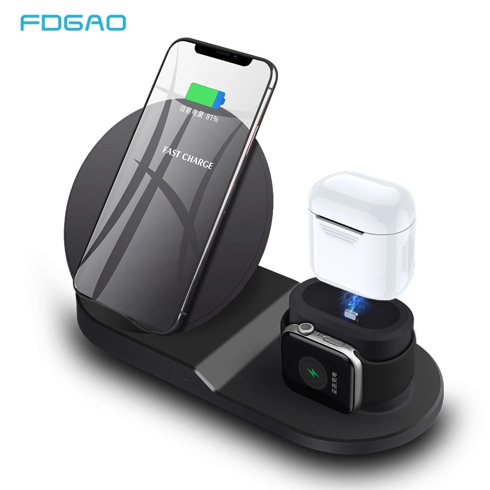 

3 In 1 Charging Dock Station For For Apple Watch Airpods 10W Qi Wireless Charger Stand for iPhone XS Max XR X 8 Samsung S10 S9