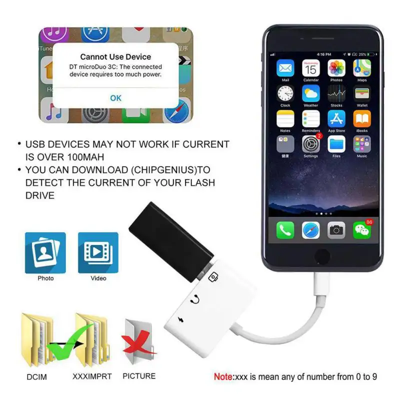 new style OTG Adapter USB 3 Camera Reader With 3 5mm Headphone Jack Connection Kits Data Sync For iPhone 11 X XR XS 8 7 500MA