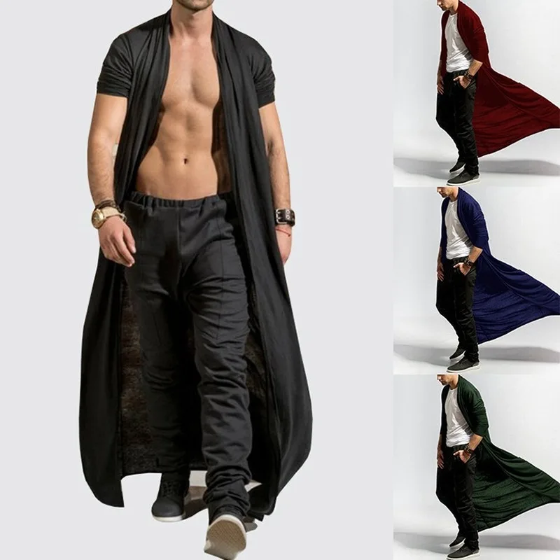 Gothic Men's Long Coat Spring and Autumn Slim Long Trench Coat Men's Solid Color Thin Section Casual Trench Coat New Mens Jacket Gothic Men's Long Coat Spring and Autumn Slim Long Trench Coat Men's Solid Color Thin Section Casual Trench Coat New Mens Jacket