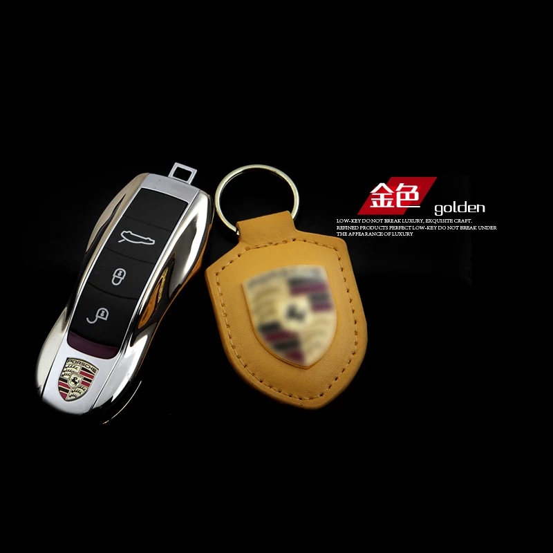 Автомобильные аксессуары, дистанционный автомобильный чехол для ключей, красный, синий, золотой чехол для ключей Porsche Key Shell Cayenne Macan Palamela Panamera - Название цвета: Gold-plating