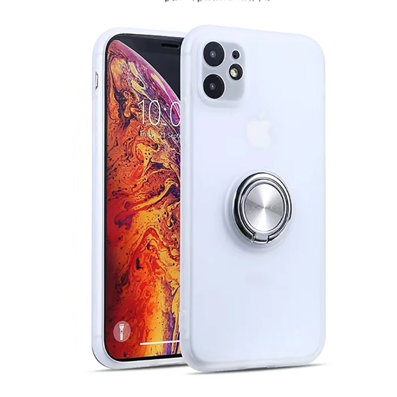 Transparent Armor Phone Case For iPhone 11 Pro Max Finger Ring Magnetic Stand Holder for iPhone 11 Pro 7 8 6 6S Plus XR XS Max X - Цвет: White