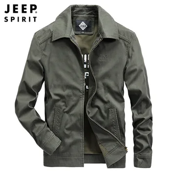 

JEEP SPIRIT Brand Jacket Men Casual Fashion Military Jackets Coats Turn Down Collar Cotton Jacket Chamarras Para Hombre M-4XL