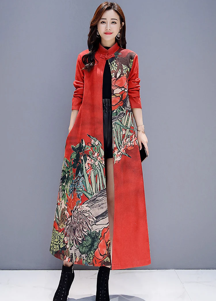 Autumn Winter long Coat Women Solid Pocket Buckskin Blend Coat Long Casual Elegant Trench Coat Outwear Woolen Coat Femme