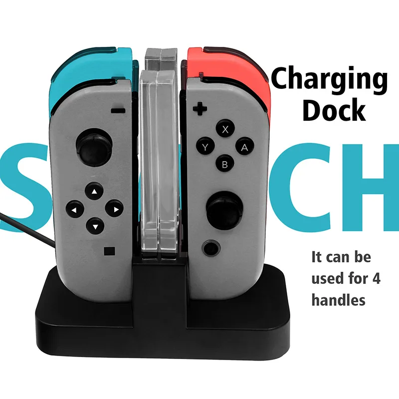 Зарядная док станция для контроллера Nintendo Switch Joy con светодиодная Зарядка геймпад