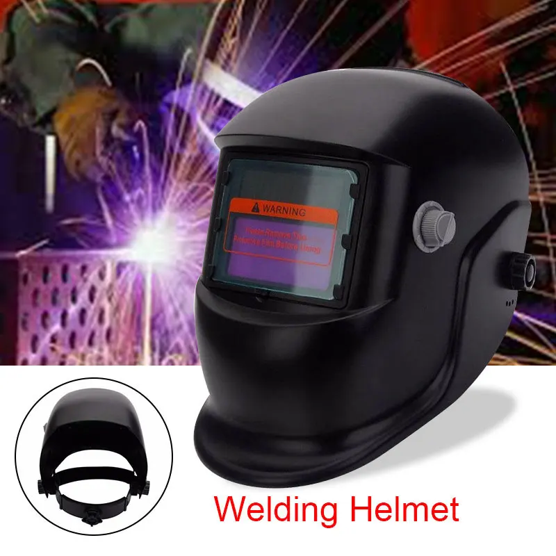 Solar Auto Darkening Black Grinding Sparkproof Helmet Shield Welding Helmet Effective 60mAH Lithium Battery Anti-Glare Lens