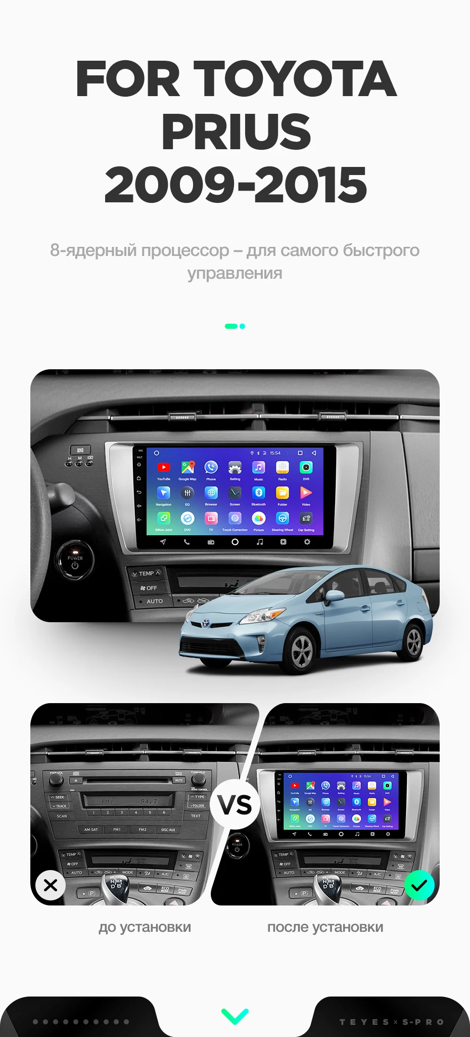 TEYES SPRO Штатная магнитола для Тойота Приус XW30 Toyota Prius XW30 2009 2010 2011 Android 8.1, до 8-ЯДЕР, до 4+ 64ГБ 32EQ+ DSP 2DIN автомагнитола 2 DIN DVD GPS мультимедиа автомобиля головное устройство