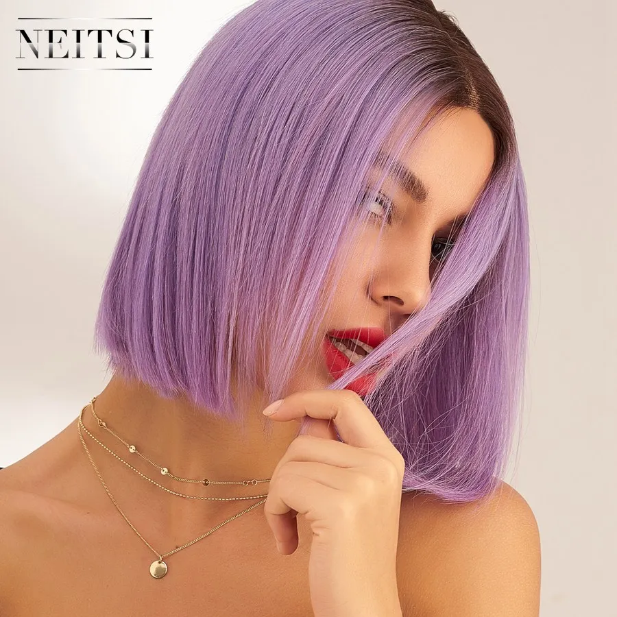 Парики Neitsi Ombre Remy Bob натуральные волосы полукружевные короткие предварительно