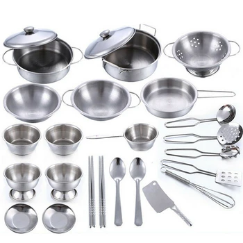 

25Pcs/1Set Kids Play House Kitchen Toys Cookware Cooking Utensils Pots Pans Gift