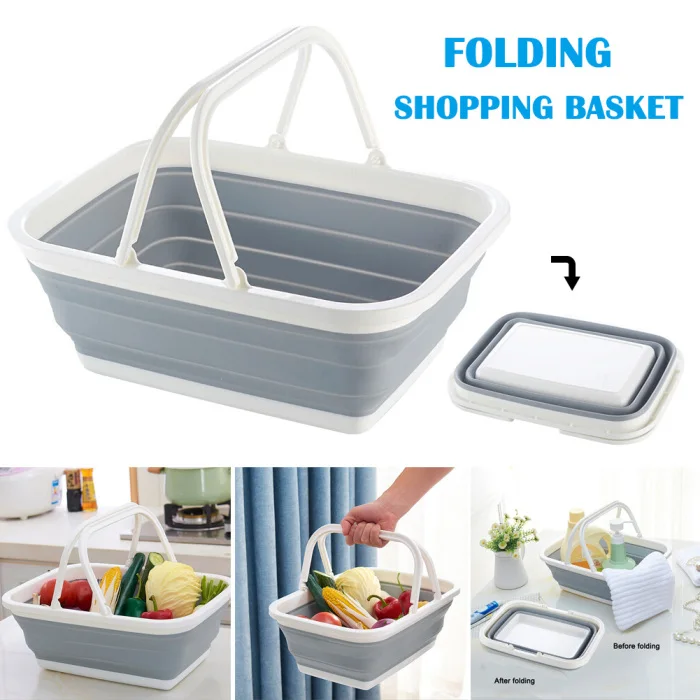 Folding Laundry Storage Basket Hamper Washing Bin Reusable Shopping Tote Basket for Soaking Hauling Clothes FPing