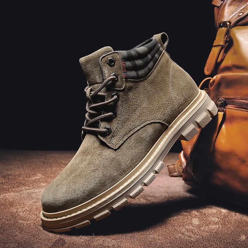 

2019 High Quality Fashion Autumn Winter Men's Boots Warm Working Boots Lace Up Men's Desert Boots Round Toe High Top Shoes