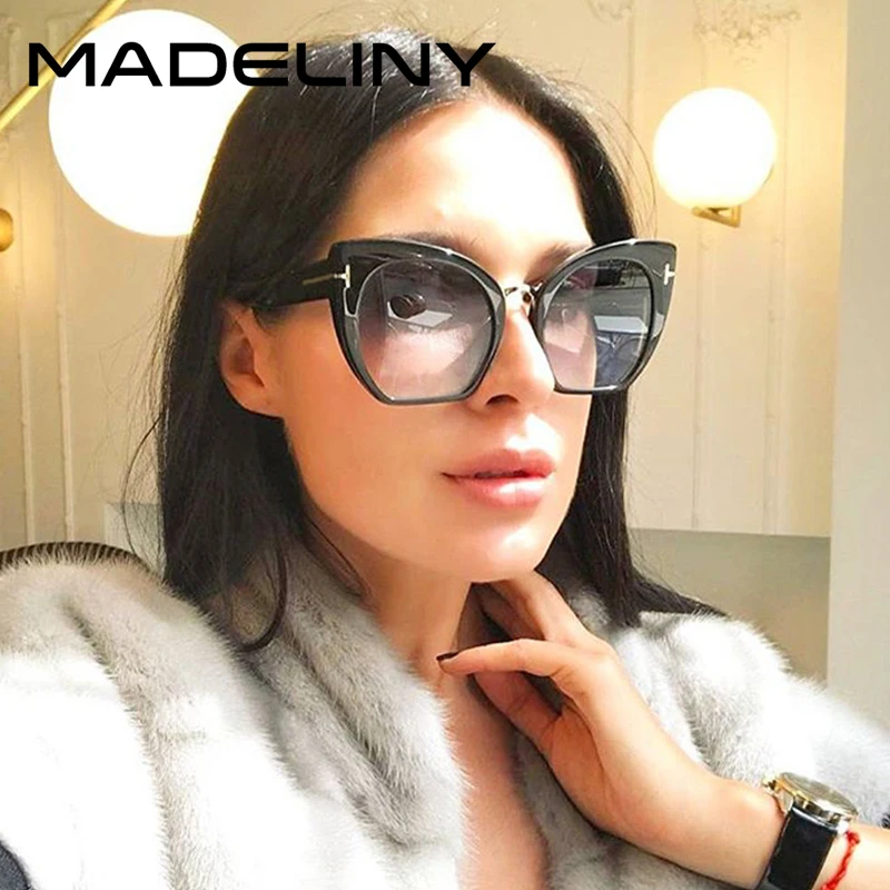 MADELINY кошачий глаз негабаритных солнцезащитных очков женские винтажные градиентные солнцезащитные очки женские кошачьи глаза ретро очки UV400 MA459