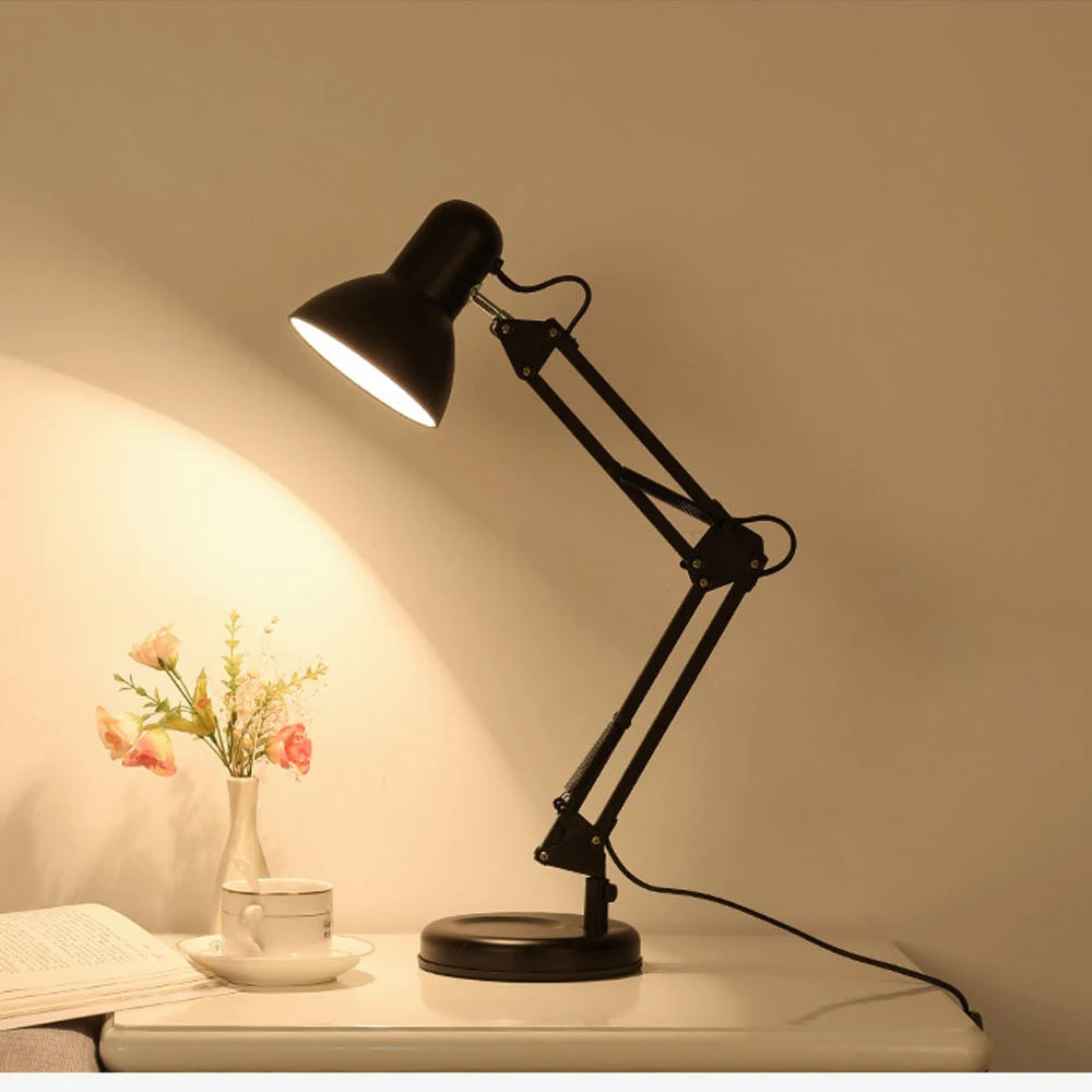 5W LED Long Swing Arm Adjustable Classic Desk Lamps E27 Clip Table Lamp For Study Office Reading Bedside Bedroom Night Light | Лампы и