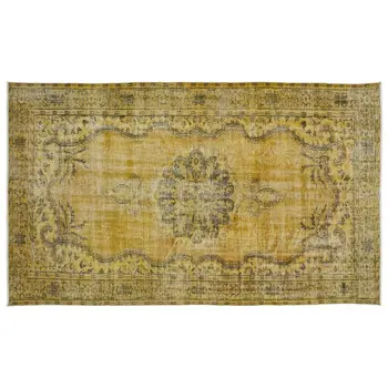 

Handmade Yellow Vintage Overdyed Turkish Area Rug 176x300 Cm-5'9''X9'10''