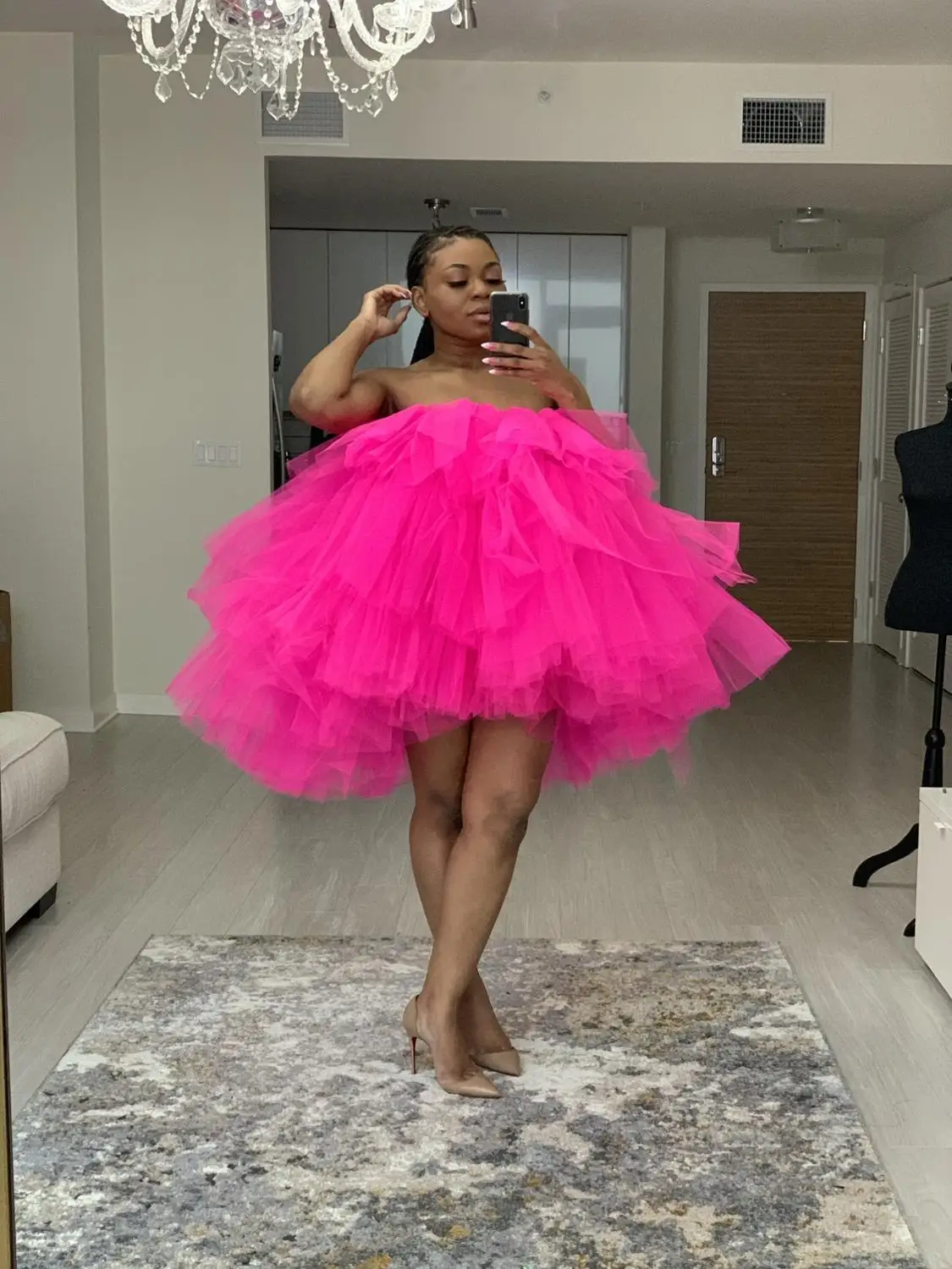 Modest Trend Fuchsia Ruffles High Low 