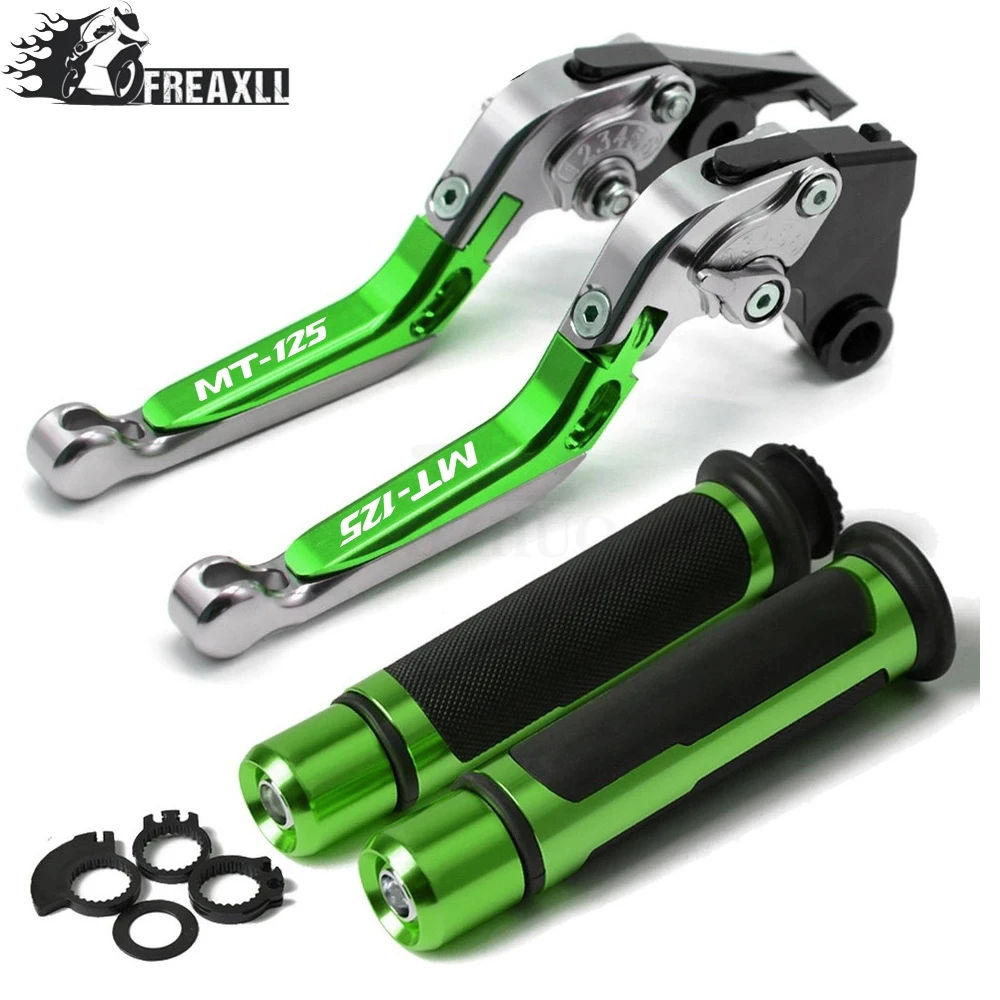 Motorcycle Adjustable Folding Brake Clutch Levers Handlebar Hand Grips For Yamaha For YAMAHA MT125 MT-125 MT 125 - Цвет: U With LOGO