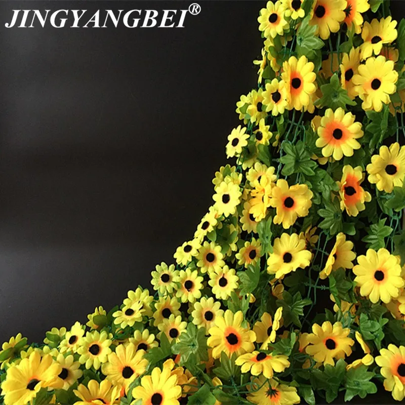 Wholesale Artificial Flowers Silk Vine Sunflower Hanging Rattan Wedding