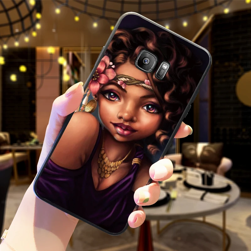 Афро девушки черная девушка ячейка чехол для samsung S6 S7 EDGE S8 S9 PLUS Мягкий силиконовый