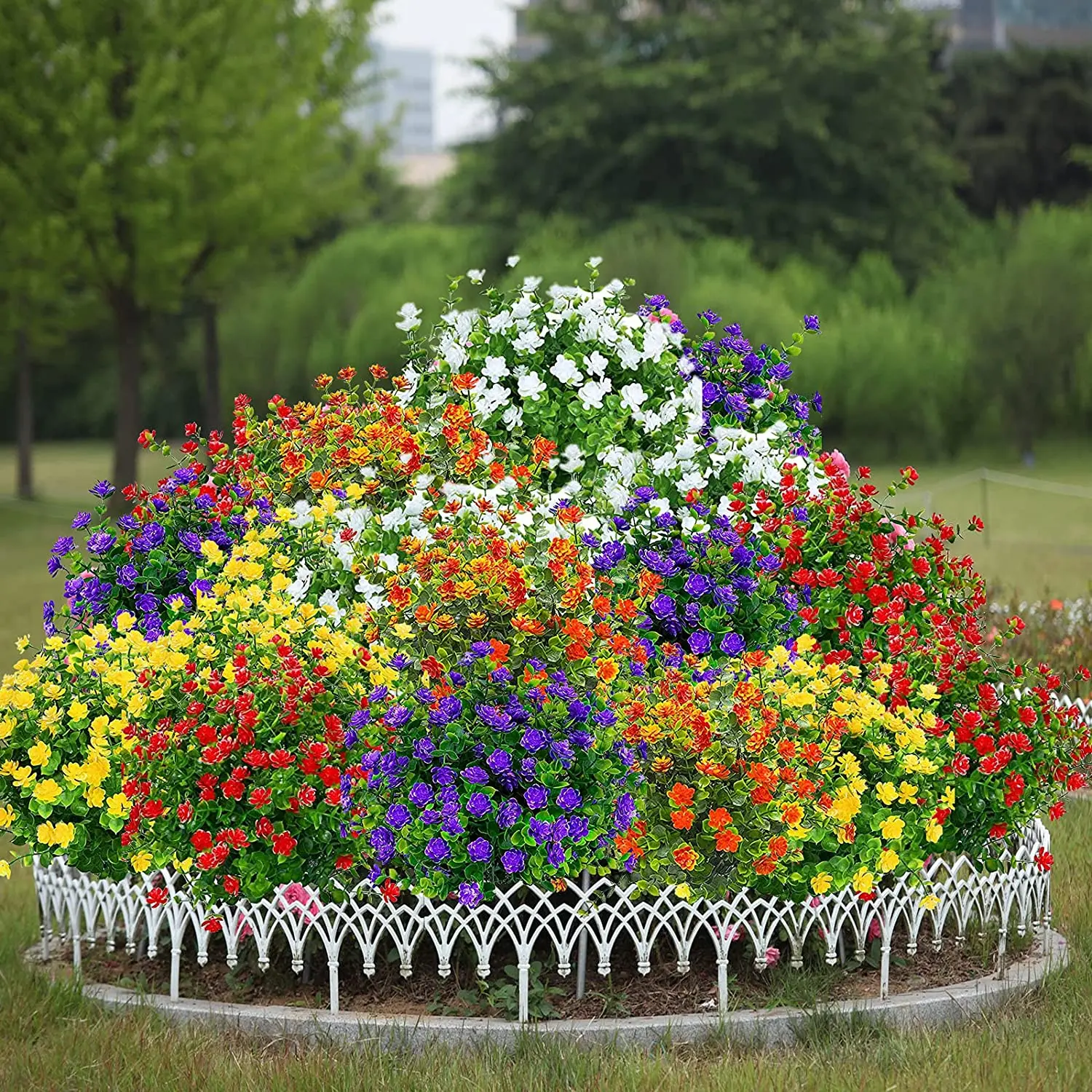 12 bundels kunstlavendel struiken, kunstbloemen voor buiten, balkonplanten, weerbestendige uv-bestendige plastic bloemen voor outdoor, binnen, balkon, tuin, balkonbakken, fuchsia