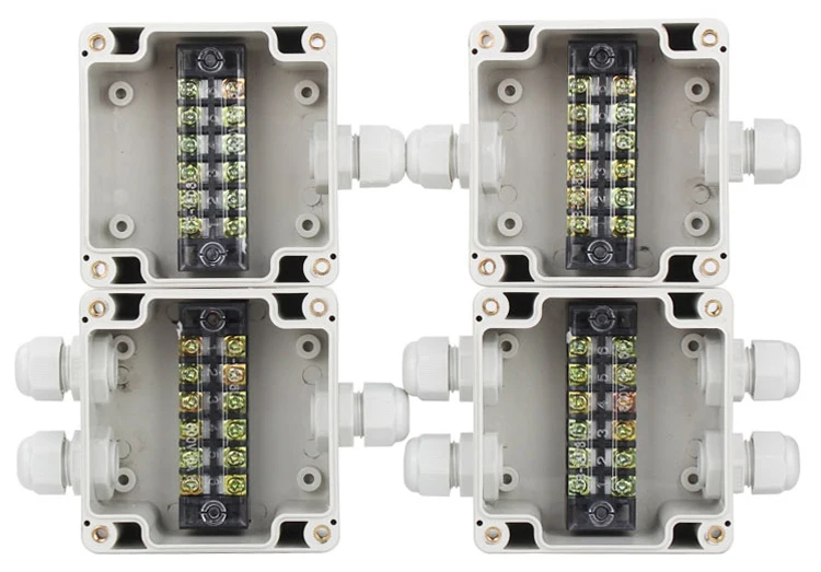 35A 600V 3 Pins Terminal Blocks with Gland Connectors Sealed  Enclosure Case Project Junction Box