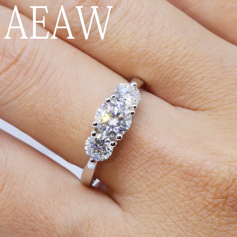 AEAW Anillo de diamante de moissanita de corte redondo, anillo de doble  Halo, Plata chapada en platino, compromiso y boda, 6,5mm, 2ctw|Anillos| -  AliExpress