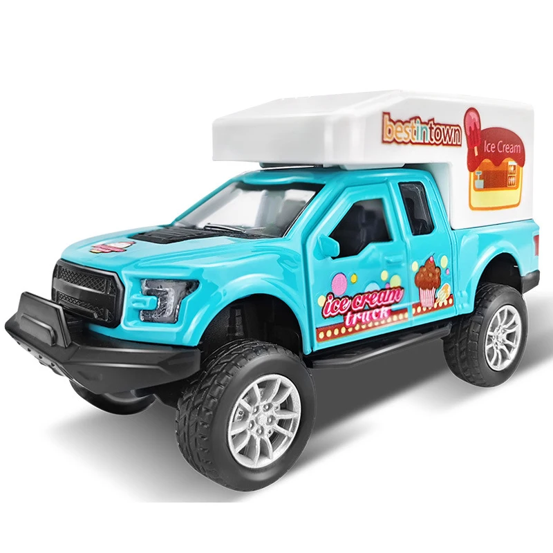 

1:36 Scale Pull Back Pickup Car Model Simulation Alloy Diecast Vehicle Ice Cream Burger Theme Turck Toy For Children Boy S1036