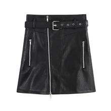 Крутая уличная одежда для девушек из искусственной кожи с высокой талией, женские модные юбки, Женские Удобные однотонные черные стильные модные трендовые юбки для женщин s