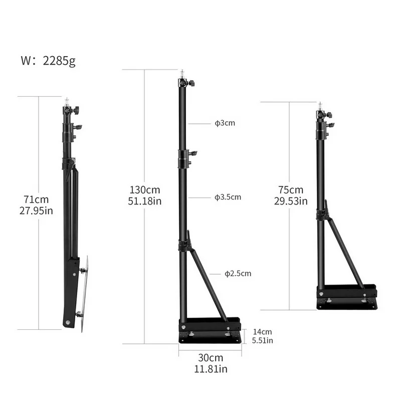 Selens Wall Mount Boom Arm with Triangle Base, Max Length 51inches/130cm for Photography Studio Video Strobe Flash, Ring Light