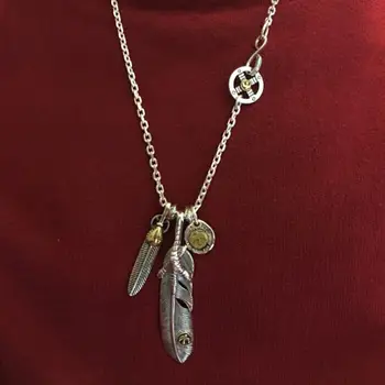 

Solid 925 Sterling Silver Necklace Men Women Vintage Indian Handmade Silver 925 Jewelry Claw Feather Pendants 4mm Thcik Chain
