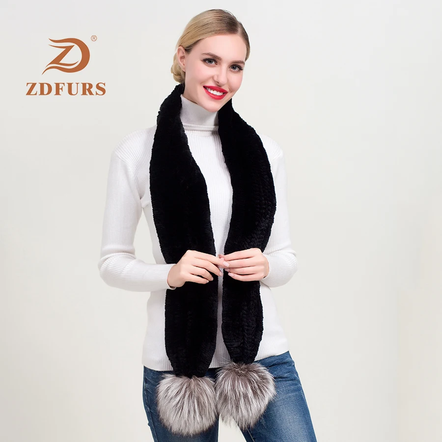 ZDFURS * 2018 новый популярный женский шарф из натурального меха шарфы кролика Рекс
