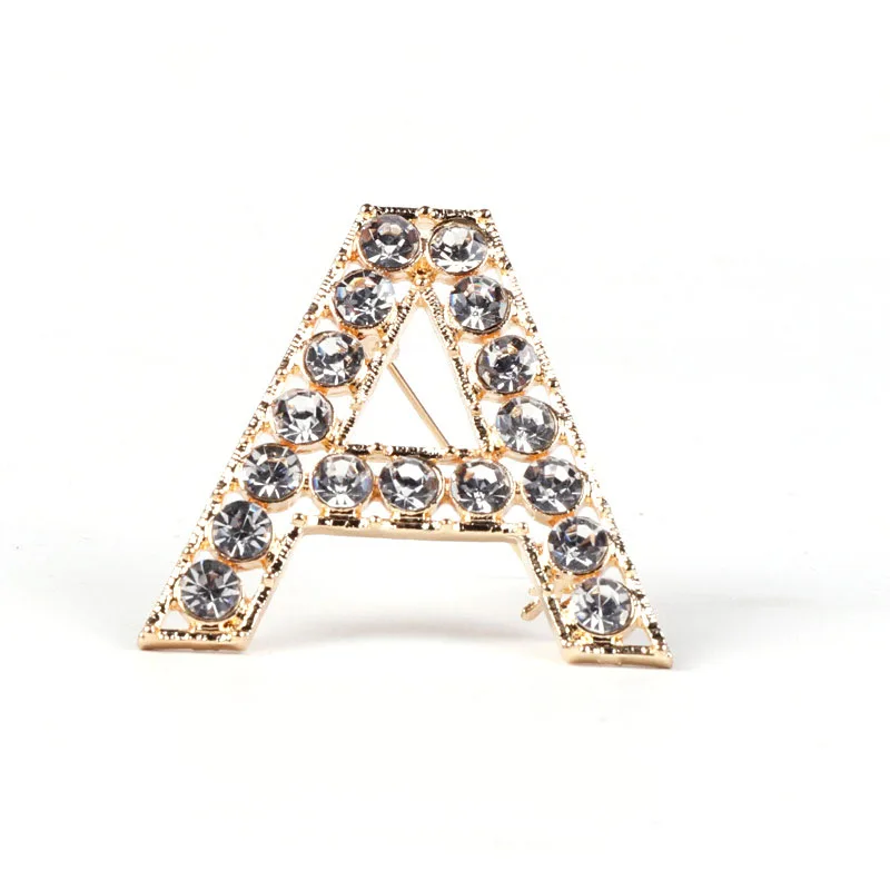 

Crystal Letter A Brooches Shiny Luxury Gold Silver Rhinestone Brand Brooch Jewelry Pins Bags Suit Badges Party Accessories