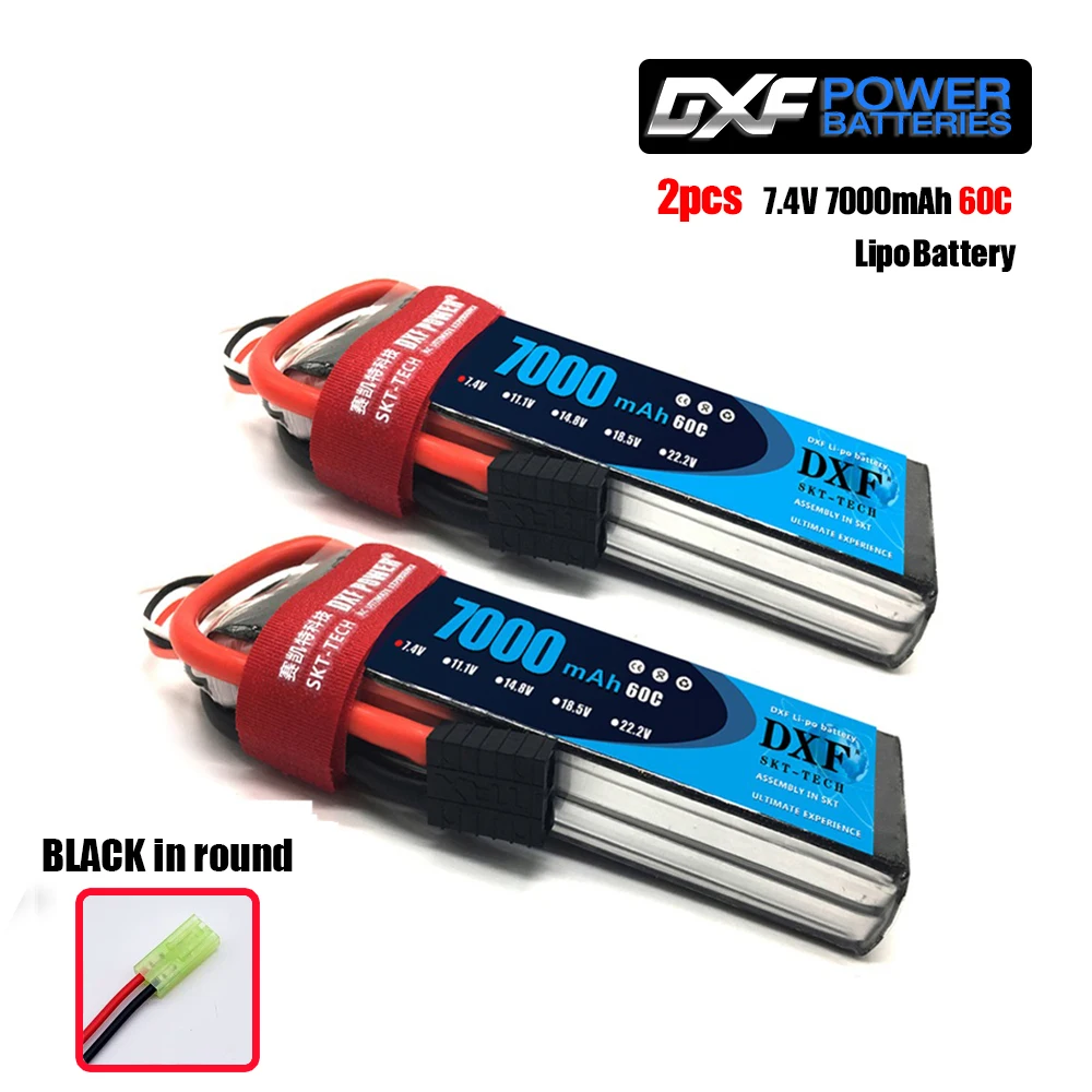 2 шт. DXF RC Lipo батарея 2s 7,4 V 2700mAh 20C 7000 60C 14,8 V 7000 60C для Wltoys 12428 feiyue 03 RC Q39 Запчасти для обновления - Цвет: 2S7000mahBLACK