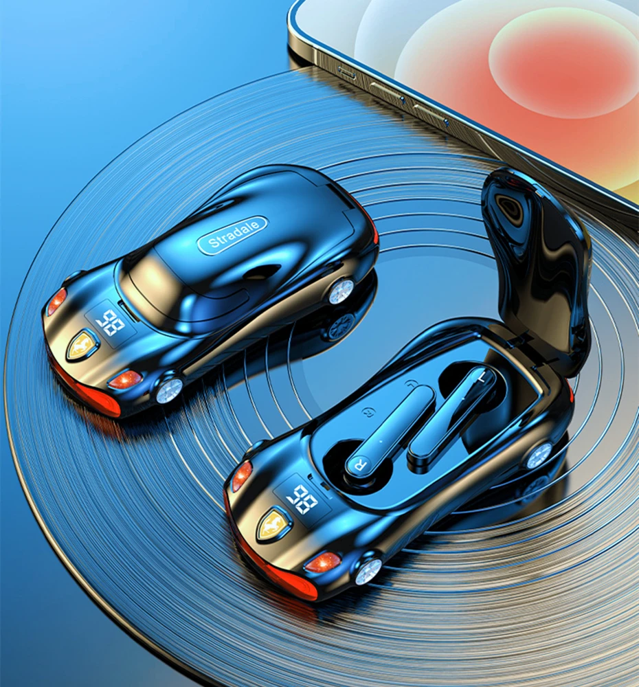 I24 TWS Wireless Earphones Bluetooth Gaming Headsets Bass Noise Cancelling Earbuds Cool Sports Car Shape Gamer Headphones With Mics - ANKUX.COM