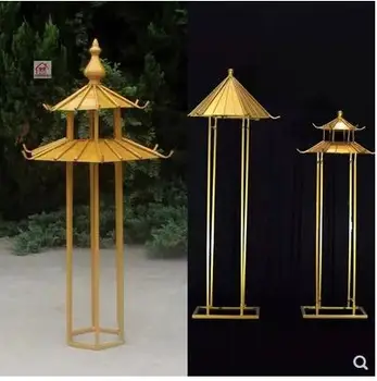 

New Chinese style hexagonal Xiting road guide new Chinese props Pavilion cottage wedding stage decoration decoration