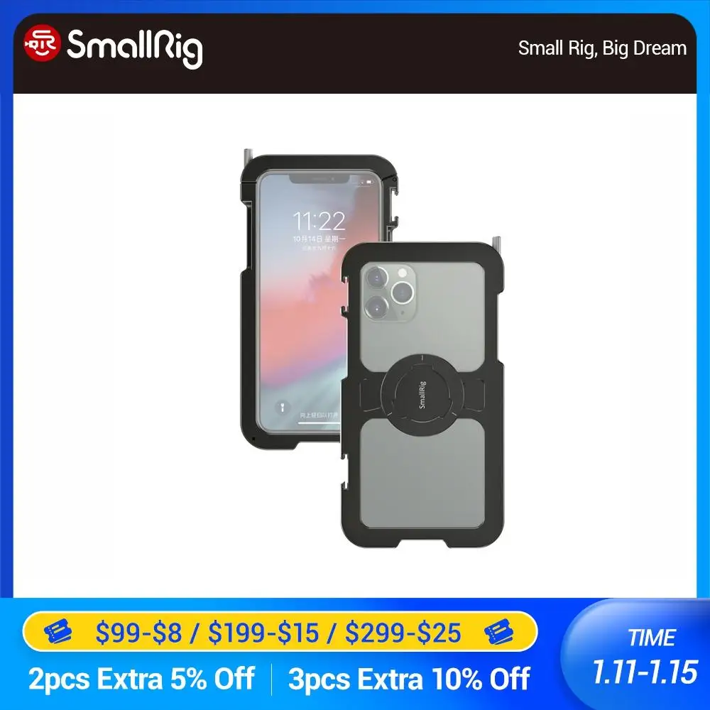 Защитная клетка SmallRig для iPhone 11 Pro Max с креплением на Холодный башмак 2512|Клетки