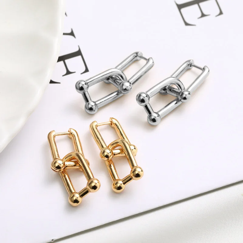 Foxanry INS Fashion Silver Color Earrings for Women Creative Simple U-Shape France Gold Plated Elegant Party Jewelry Gift - Image 3