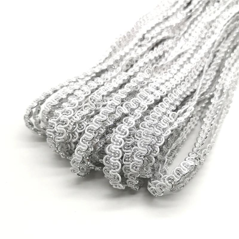 Lace Ribbon Lace Garment Accessories Lace Sewing Supplies Lace Accessories Lace Sewing Accessories Clothing Accessories 5 yards 6mm Gold Silver Line Wave Lace Ribbon Stage Performance Dress Costume Handmade Trims Wedding Party Accessories