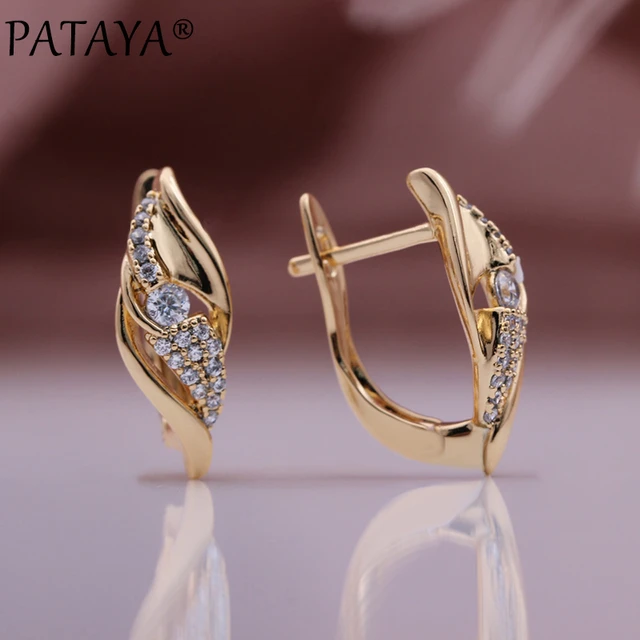 PATAYA New Hot 585 Rose Gold Color Drop Earrings Round Natural Zircon  Vintage Earrings For Women Gift Daily Fine Fashion Jewelry - AliExpress