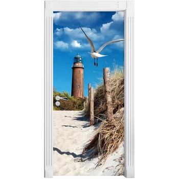 

PVC Mural Paper Print 3D Renew Picture View White Pigeon Self Adhesive Waterproof Door Stickers Home Decor Wallpaper For Bedroom