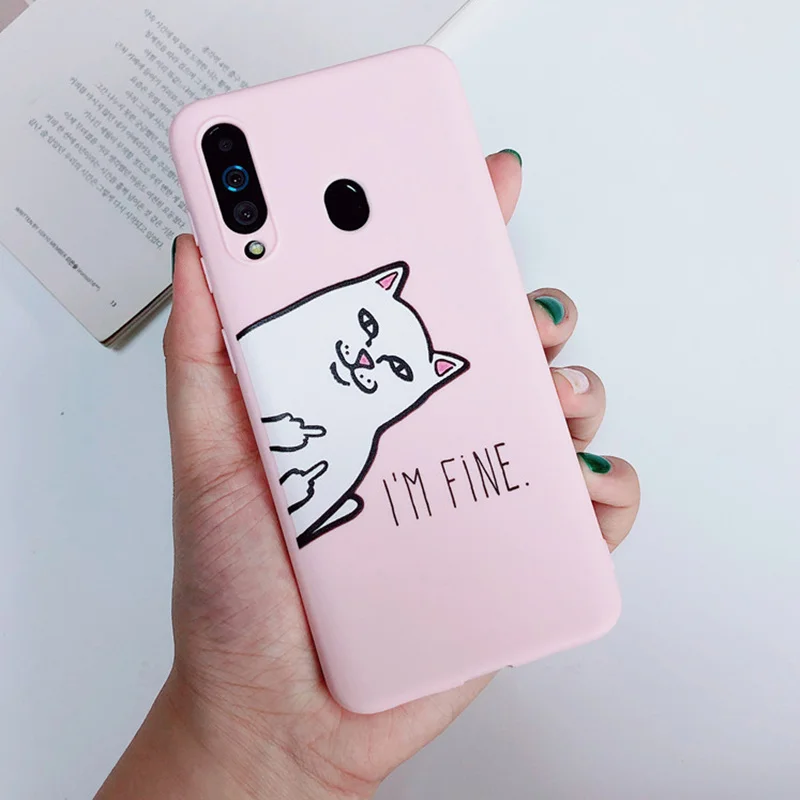 Cartoon Finger Cat Silicone Case for Samsung Galaxy A10 A20 A30 A40 A50 A60 A70 A80 M10 M20 M30 M40 A6 A8 A7 J4 J6 J8 Cover