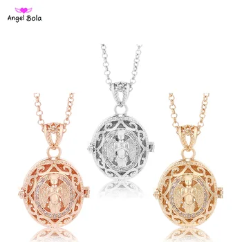 

Angel Bola 20.5mm 2018 New Essential Oil Cage CZ Interchangeable Jewelry Harmony Caller Pendant Long Necklaces for Mom NL097