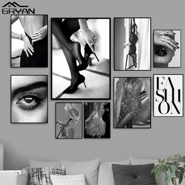 Modern Abstract Black White Profile Sexy Body Art Print Nordic Poster Wall  Art Canvas Painting Wall Pictures Living Room Decor - AliExpress