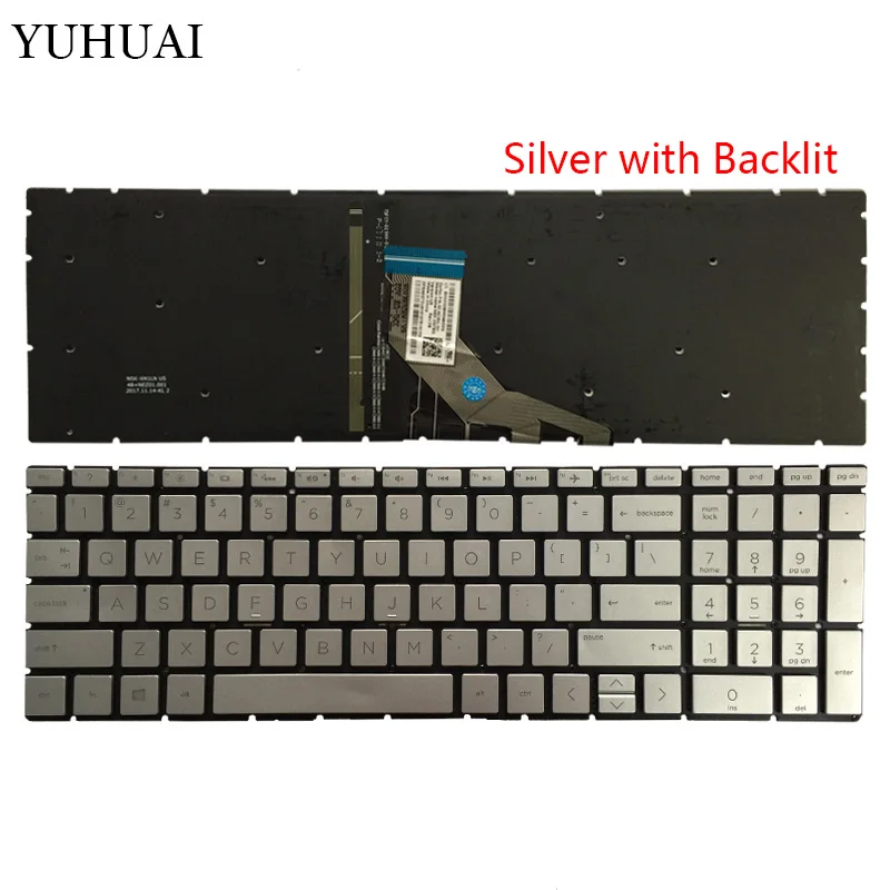 US Backlit/no Backlit Laptop keyboard For HP Pavilion 15-da0043nr 15-da0046nr 15-da0047nr 15-da0048nr 15-da0049nr 15-da0061nr - Цвет: Silver with backlit