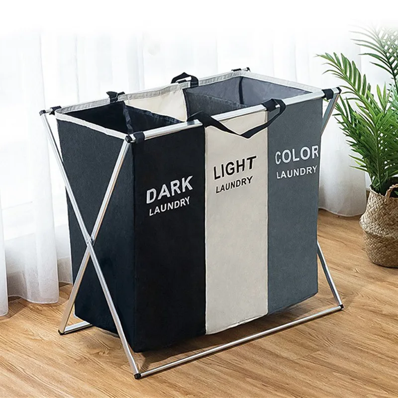 X-form Faltbare Schmutzige Kleidung Wäsche Korb 2/3 abschnitt Faltbare Organizer Wohnheim Wäschekorb Sorter Waschen Wäsche Tasche