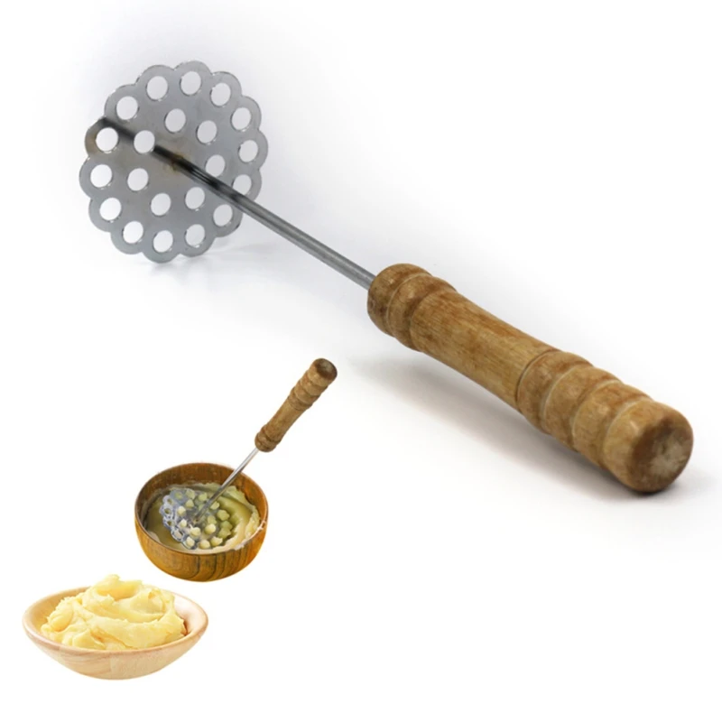 Stainless Steel Potato Masher With Fine Mesh Potato Masher Rust-Proof Non-Stick Large Press Plate