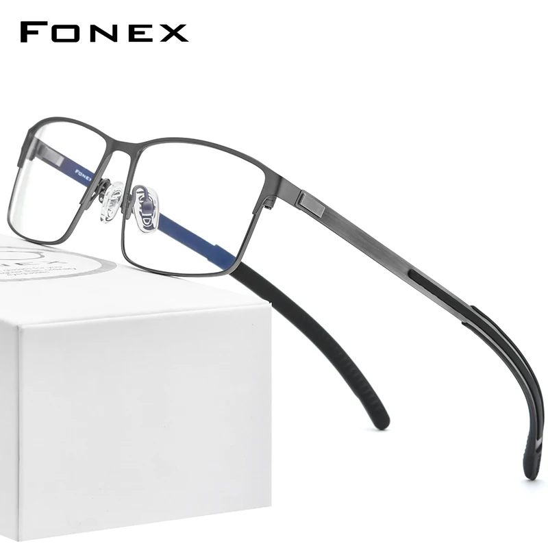 

FONEX Alloy Eyeglasses Frame Men Square Myopia Prescription Optical Glasses 2020 New Male Metal Full Korea Screwless Eyewear 998
