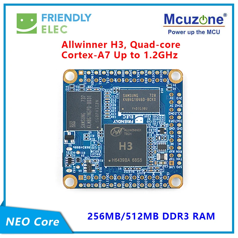 FriendlyELEC NanoPi NEO Core 256MB/512MB Allwinner H3 четырехъядерный Cortex A7 UbuntuCore с ядром mainline 4.x.