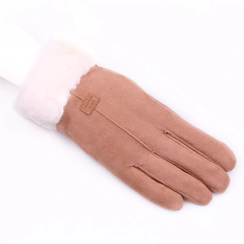 YELITE классические Luvas de inverno женские модные зимние уличные спортивные теплые перчатки варежки Eldiven однотонные розовые Guantes femme - Цвет: Light Camel