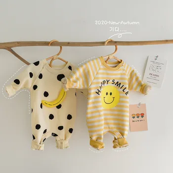 

5546 Autumn Winter 2020 Toddler Baby Bodysuit Point Banana or Stripe Smiling Face Baby Girls Boys One Piece Clothes Onesies