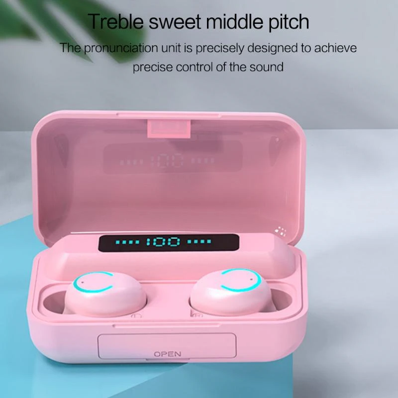 TWS F9 Wireless Earphones Touch Control LED Display Bluetooth 5 0 Headset with 2000mAh Charging Box